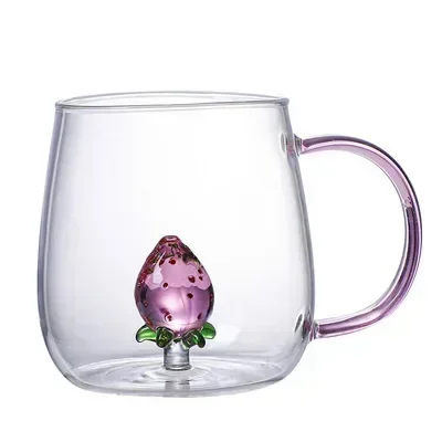 Verre en forme d'animal de dessin animé, mignon, verre à haute teneur en Borosilicate, tasse monocouche, salon avec invités, jus, boisson froide: Violet