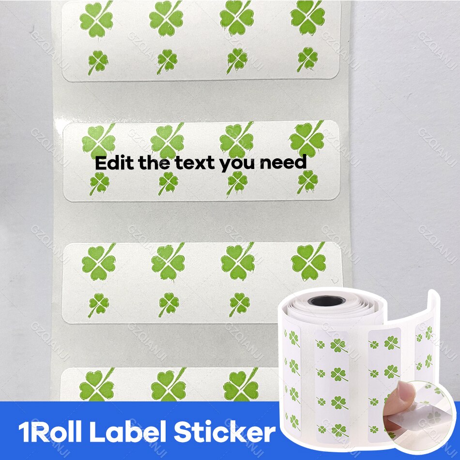 Thermal Label Printer Notes Paper Roll White Color Sticker for Photo Printer 57*30mm Peripage A6 A8 Paperang P1 P2 Poooli Print: 1 Four leaf clover