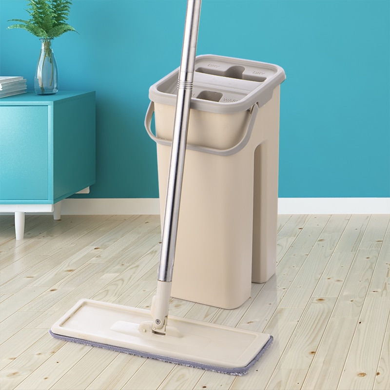 Flache Squeeze Mop und Eimer Hand Freies Auswringen Boden Reinigung Mikrofaser Mopp Pads Nass oder Trocken Nutzung auf Hartholz Laminat fliesen