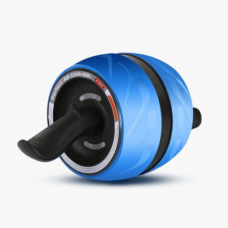 Automatische veerkrachtige power roller buikspierwiel voor mannen en vrouwen, buikspiertrainer voor thuis, dunne taille, dunne buik.: Automatische veerkrachtige luxe wiel blauwe knielmat 
