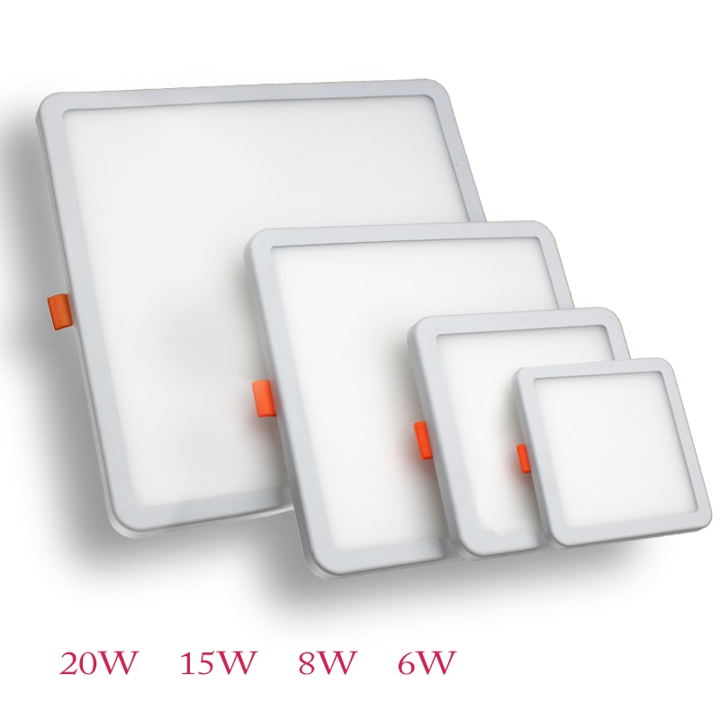 Led panellys ultratynd overflade downlight 6w 8w 15w 20w 220v firkantet rundt panellys hvid/varm indendørs soveværelse led lys