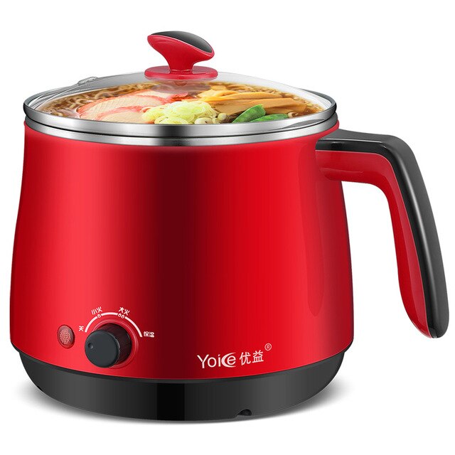 220V Multi-function Electric Cooker Thermal Insulation Pot Student Dormitory Cooking Noodle Pot Food Cooker 1.5L: no steamer