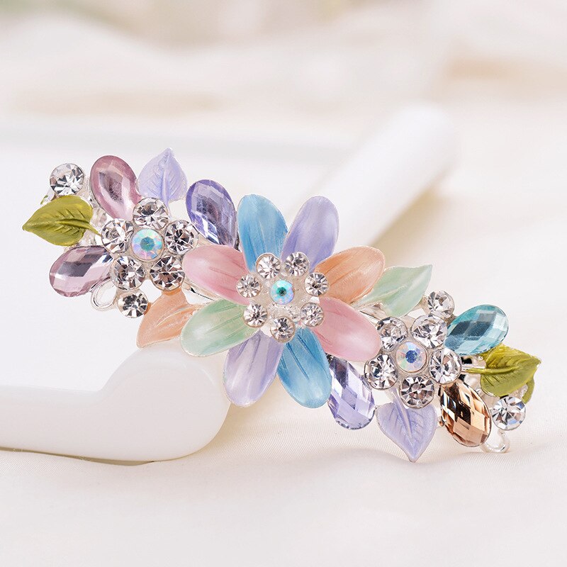 Altobefun Mode Kristal Haarspelden Voor Vrouwen Dames Meisjes Bloemen Hair Clips Elegante Sieraden Bridal Haarspeldjes AE013: 8