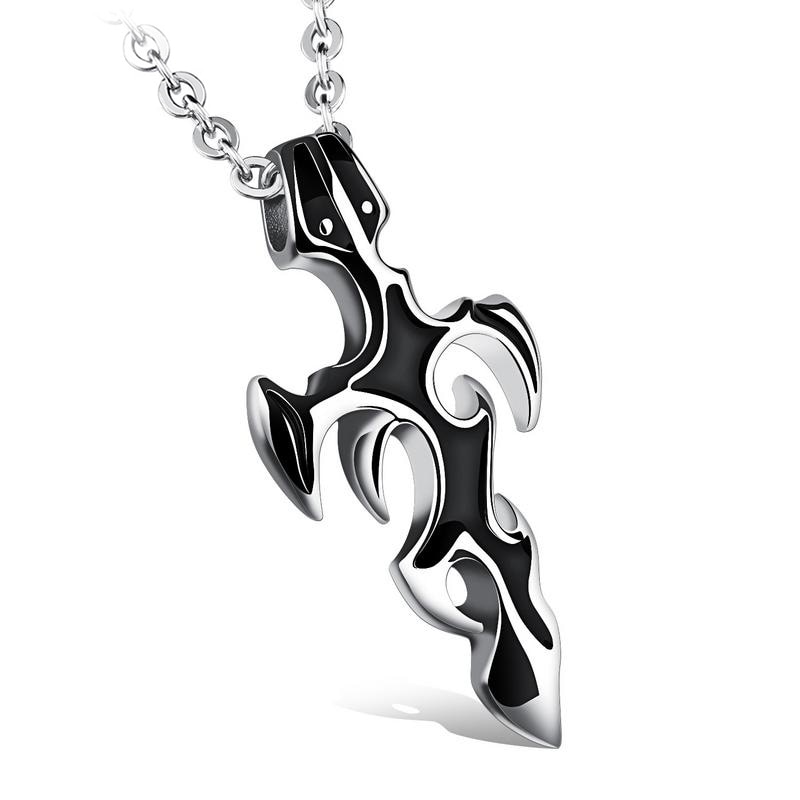 Personality Flame Cross Necklace For Men Punk hip hop stainless steel 316L Chain Pendant Boy Cool Jewelry