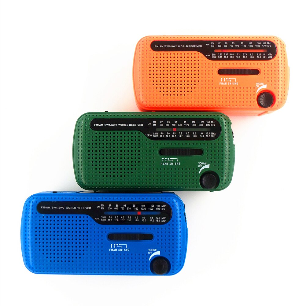 Solar Hand Crank Radio Portable AM/FM Radio with LED Flashlight for Outdoor