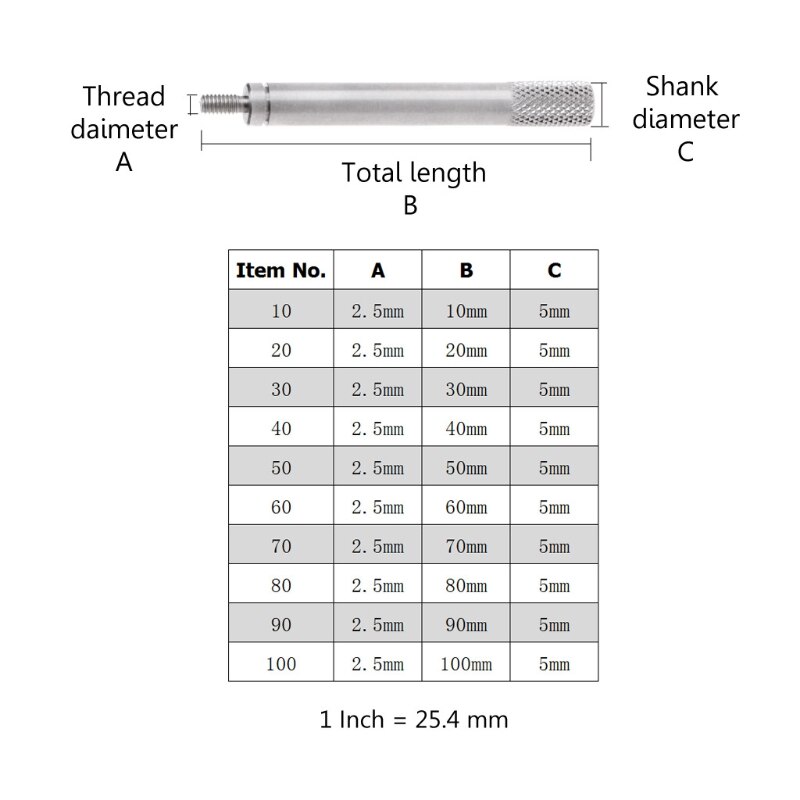 1Stck M 2,5 innen gewinde messer Universal- typ mikrometer messuhr sonde länger verbindung stange verlängerung Bar Messgerät