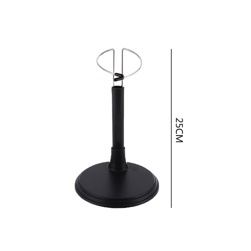 Söt justerbar metall vit svart docka docka docka handledshållare fäste stöd dockskåp tillbehör barn flickor leksak: 2- svarta 25cm