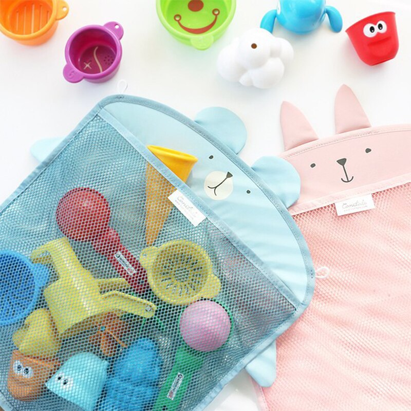 Baby tegneserie hængende maske til legetøj strand vand bad legetøj til børn badeværelse foldning brusebad net opbevaring organisere sugeposer