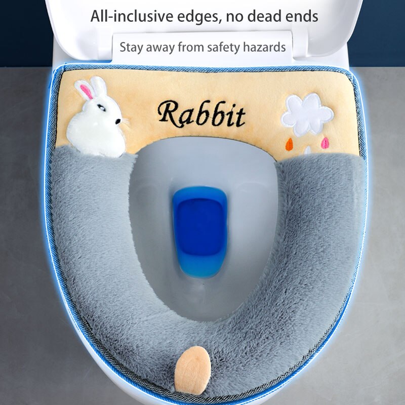 Bathroom Toilet Seat Cover Set Thicken Soft Coral Velvet Rainbow Color Zipper Toilet Case Warm Waterproof WC Potty Cover SWZ024