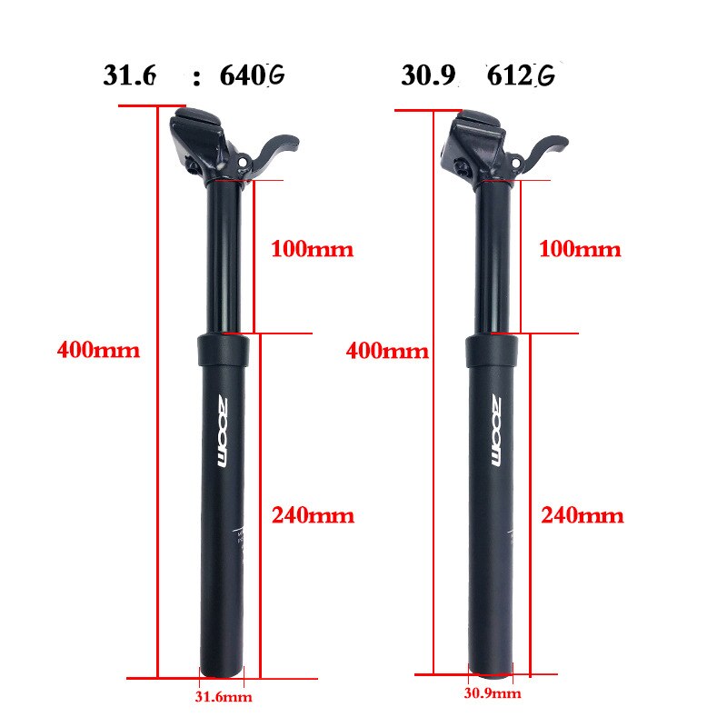 Zoom Dropper Seatpost Adjustable Height Mountain Bike Hydraulic 30.9mm 31.6mm Hand Control Seat Post Bike MTB 100mm Travel