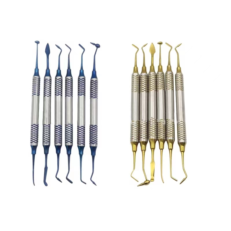 6 teile/satz Zahnkopf Harz Füllstoff Set Dental Composite Harz Füllung Spatel Titan plattiert Griff