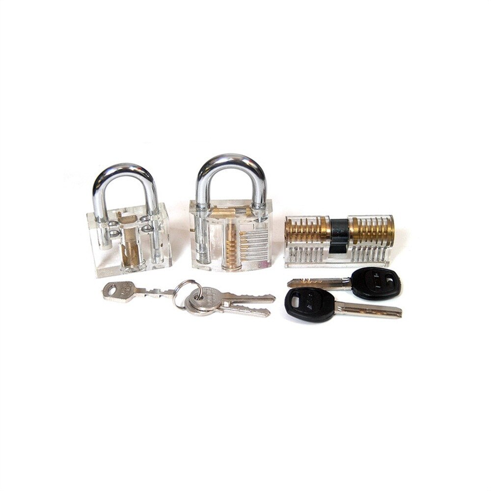 Krystal lås pick træning udendørs bagage taske lås hængelås kombination sæt til at praktisere lås håndværk låsesmed værktøjer: 3 in 1
