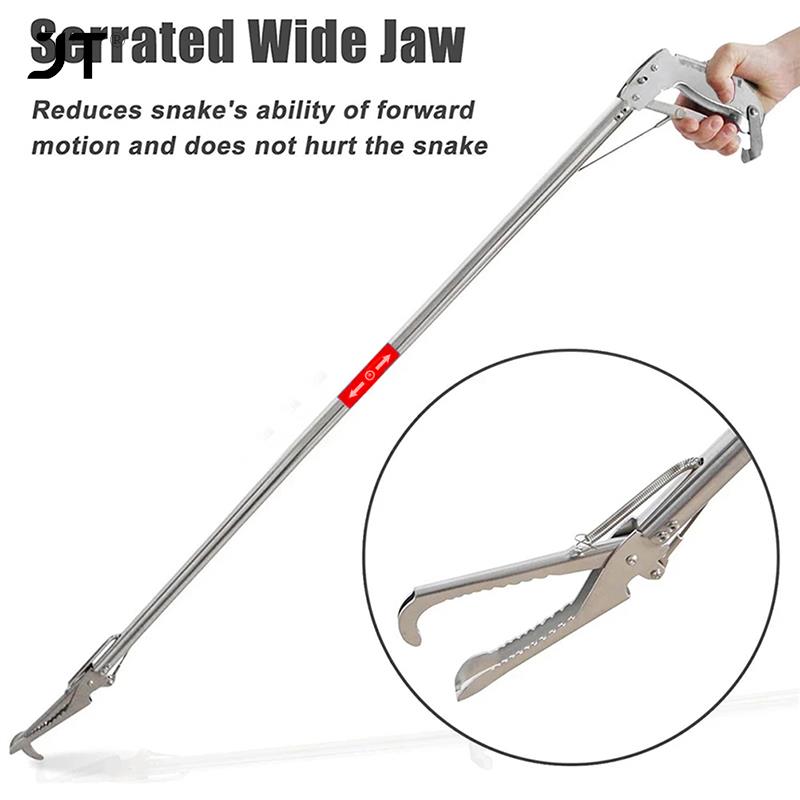 1.2m Foldable Snake Tongs Stick Easy Reach Pick Up Tool Foldable Garbage Clip Full-body Stainless Steel