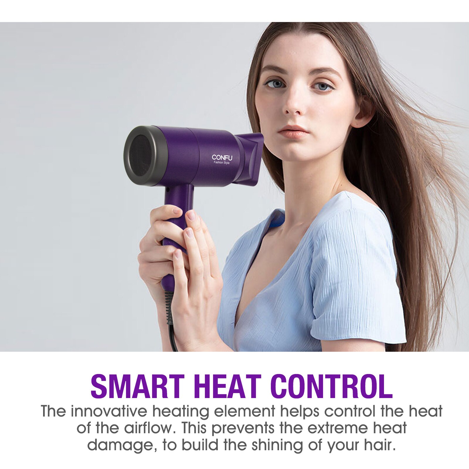 CONFU 1600W Hair Dryers Negative Lonic Blow Dryer Lightweight Powerful DC Motor Hairdryer Styling Tools for Travel Household Use