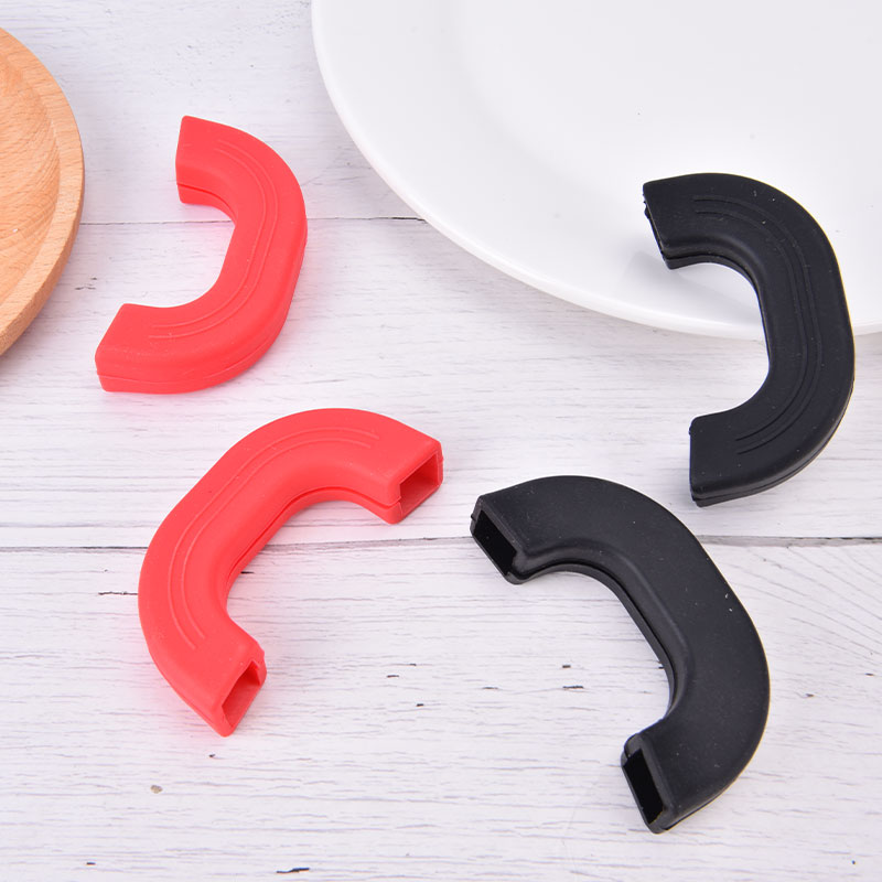 Protectores de silicona antiquemaduras para ollas, manguitos antideslizantes con Clip, resistentes al calor, para horno, utensilios de cocina, 2 uds.