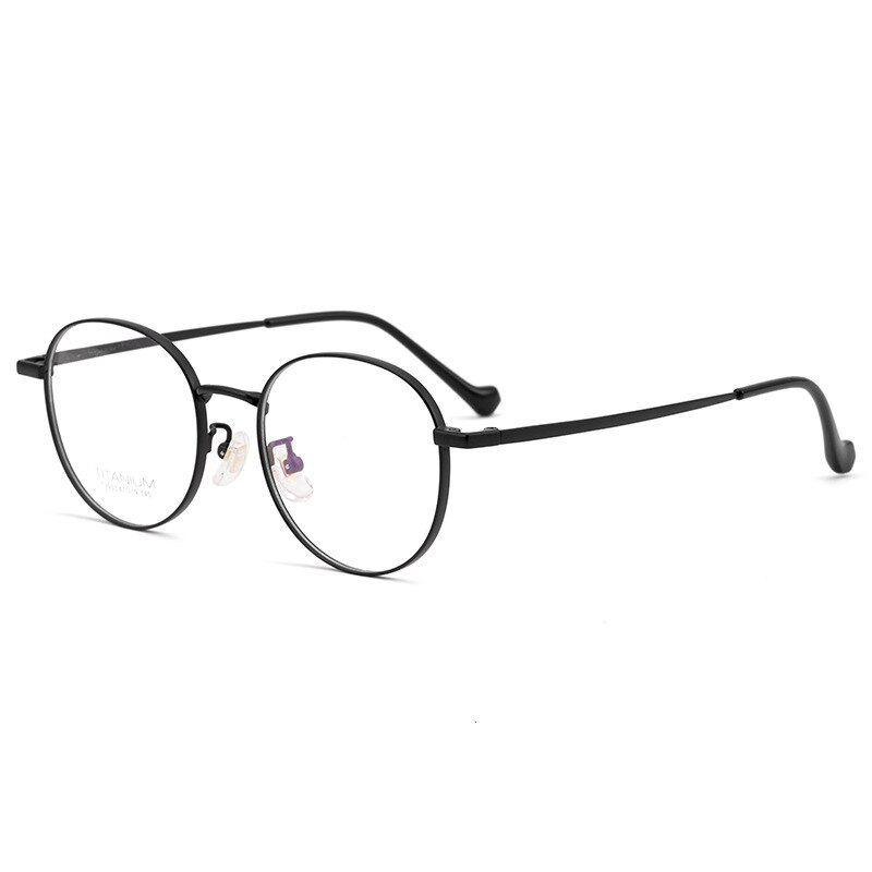 Gafas de marco completo de titanio para hombre y mujer, lentes ópticas ultraligeras y redondas, de cara ancha, para miopía, T3933: Black