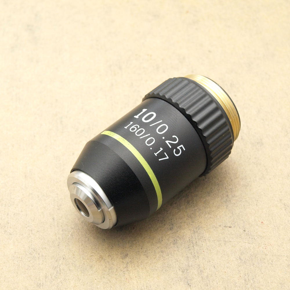 RMS Thread 160/0.17 4X 10X 20X 40X 60X 100X(oil) Biological Microscope Objective Lens: 10X