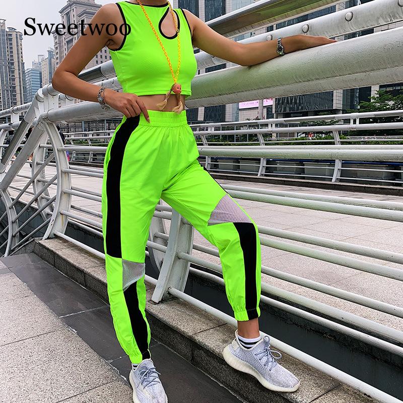 caldo gli sport casuale Pantaloni Autunno delle Nuove Donne di colore Fluorescente Cuciture colpo casuale Corsa E jogging Pantaloni Pantaloni di sport Delle Donne pantaloni della tuta di Usura