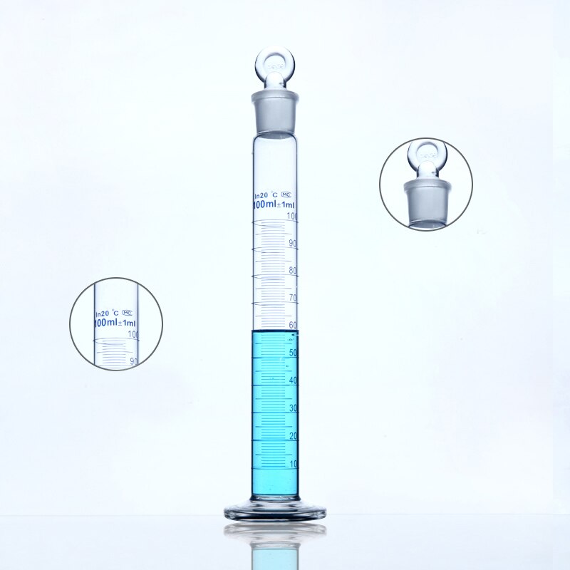 Linyeyue 10ml glas gradueret cylinder med prop hætte måle glas cylinder laboratorie kemi udstyr
