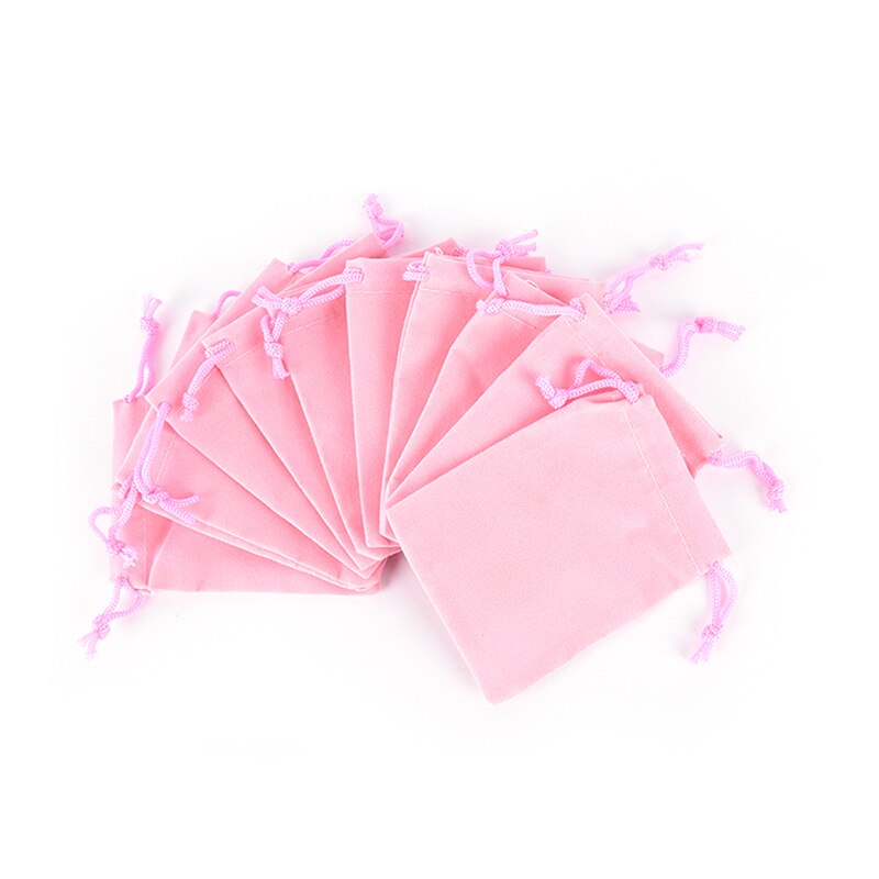 10 Stks/partij Huwelijkscadeau Zakken Fluwelen Zakje Koord Pouch Sieraden Verpakking 7*9Cm: pink