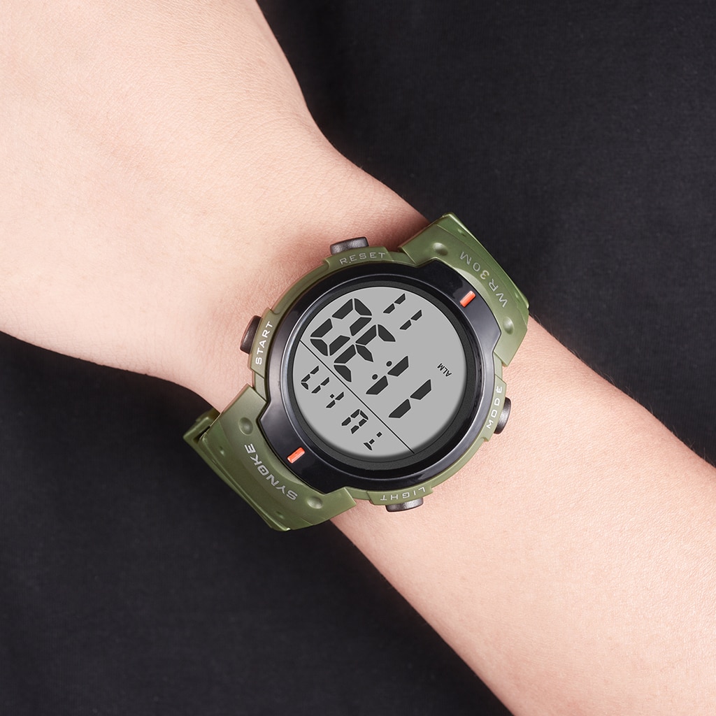 SYNOKE Outdoor Sport Horloge 30M Waterdichte Digitale Heren Mode Multifunctionele Waterdichte Digitale Horloge Heren