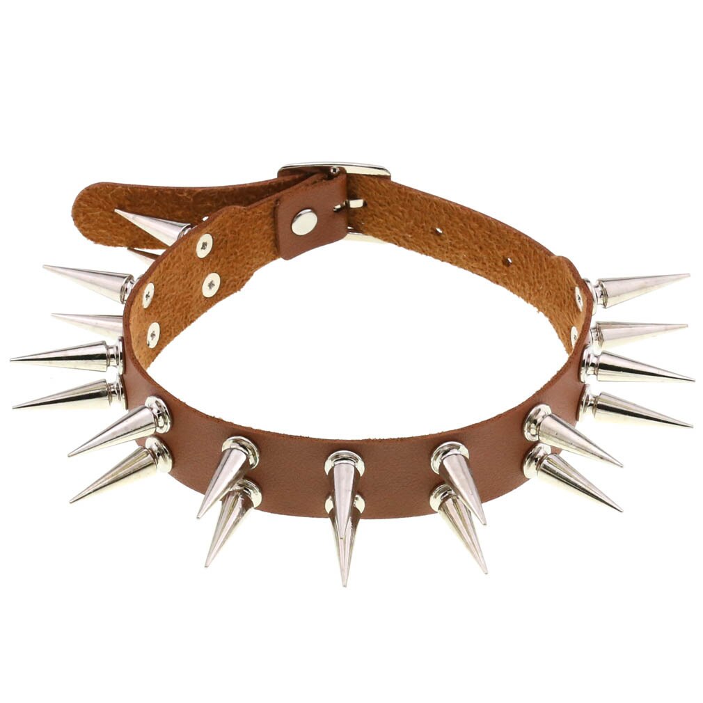 DIEZI Gothic Sexy 16 kolorowa skóra PU naszyjnik kobiety w stylu Vintage moda nit wisiorek w kształcie gwiazdy Choker naszyjniki 2021 nowa biżuteria: light brown