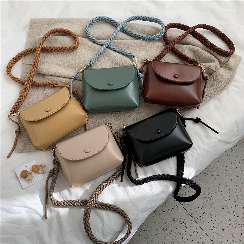 Burminsa Koreanische Stil Mini Umhängetaschen Für Frauen gewebte Gurt Mädchen Schulter Taschen PU Leder Damen Bote Taschen Sommer