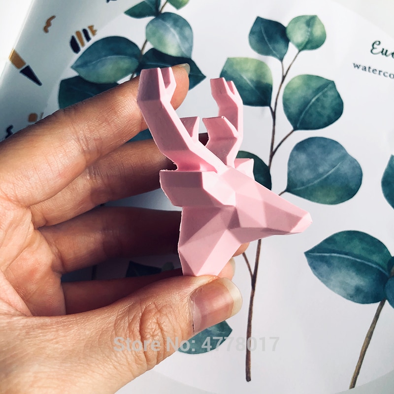 Geometric deer head concrete mold diy lucky Elk Soap polymer Clay silicone forms Molds for gypsum Aroma plaster Car craft