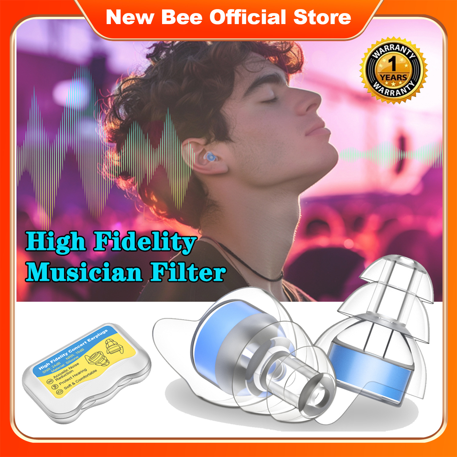 Bee SE14 haute fidélité musicien filtre bouchons d'oreilles Silicone réduction du bruit annulation Protection auditive bouchons d'oreille