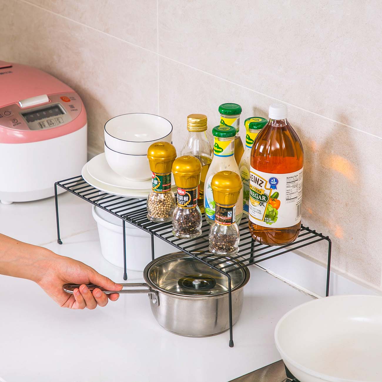 Kitchen Cupboard Storage Rack Shelf Dish Drying Rack Spice Jars Seasoning Bottles Holder Shelf Kitchen Organizer Cooker Holder