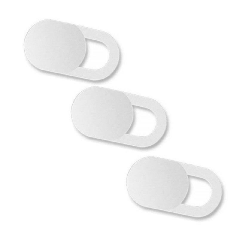 Cache-webcam magnétique coulissant en plastique pour iphone, ordinateur portable, ipad, tablette, appareil photo, téléphone portable, autocollant de confidentialité: 3 pièces blanches