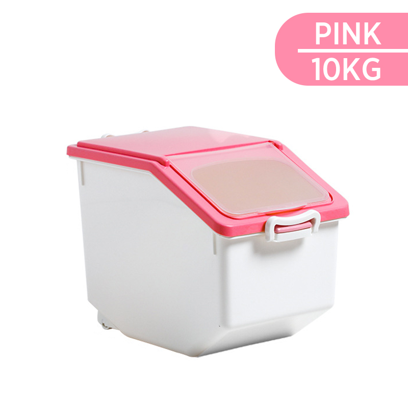 Kitchen Container 10/15KG Bucket Nano Insect-Proof Moisture-Proof Rice Box Grain Sealed Jar Home Storage Pet Dog Food Store Box: pink10