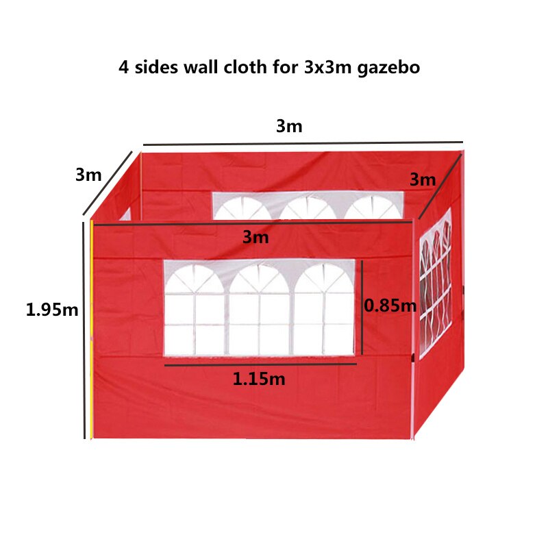 3X3M Waterdicht Tuinhuisje Doek Zonnescherm Zonnescherm Zeil Voor Outdoor Tuin Strand Camping Zonnescherm Tuin Party Camping tent Doek: window red 12m