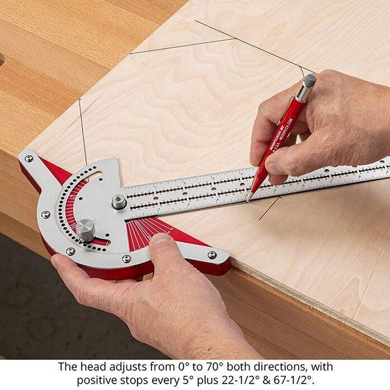 Woodworkers Edge Rule,Protractor Angle Finder,Two Arm Woodworking Ruler Angle Measure Tool, Baseboard Crafts