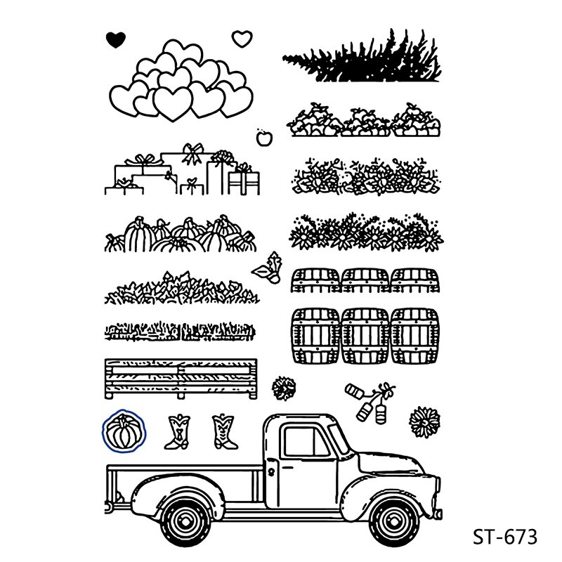 Zhuoang stor lastbil klare stempler og metal skærematricer sæt til gør-det-selv scrapbog fotoalbum dekorativ prægning stencial