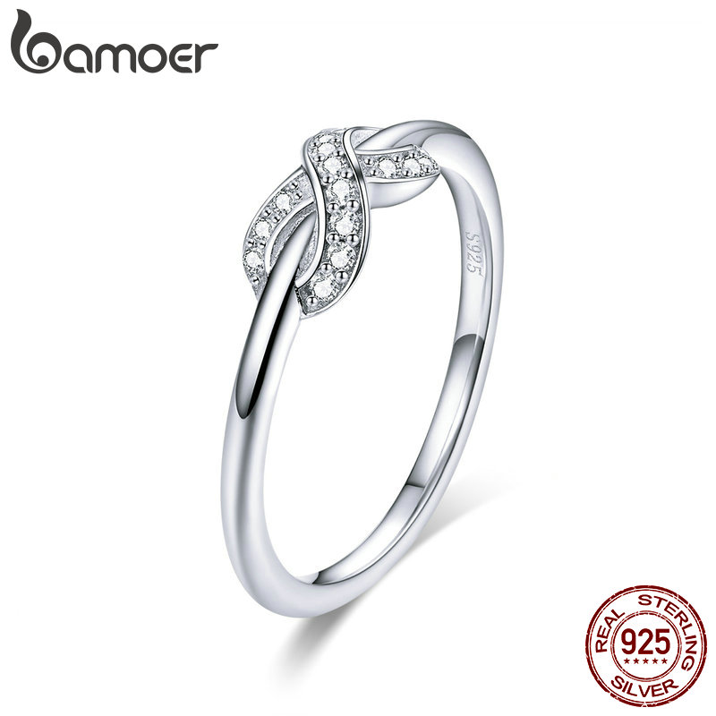 BAMOER vendita Calda 925 Sterling Silver Infinity Amore Infinito Sereno CZ Anelli di Fidanzamento per Le Donne Monili di Cerimonia Nuziale SCR494