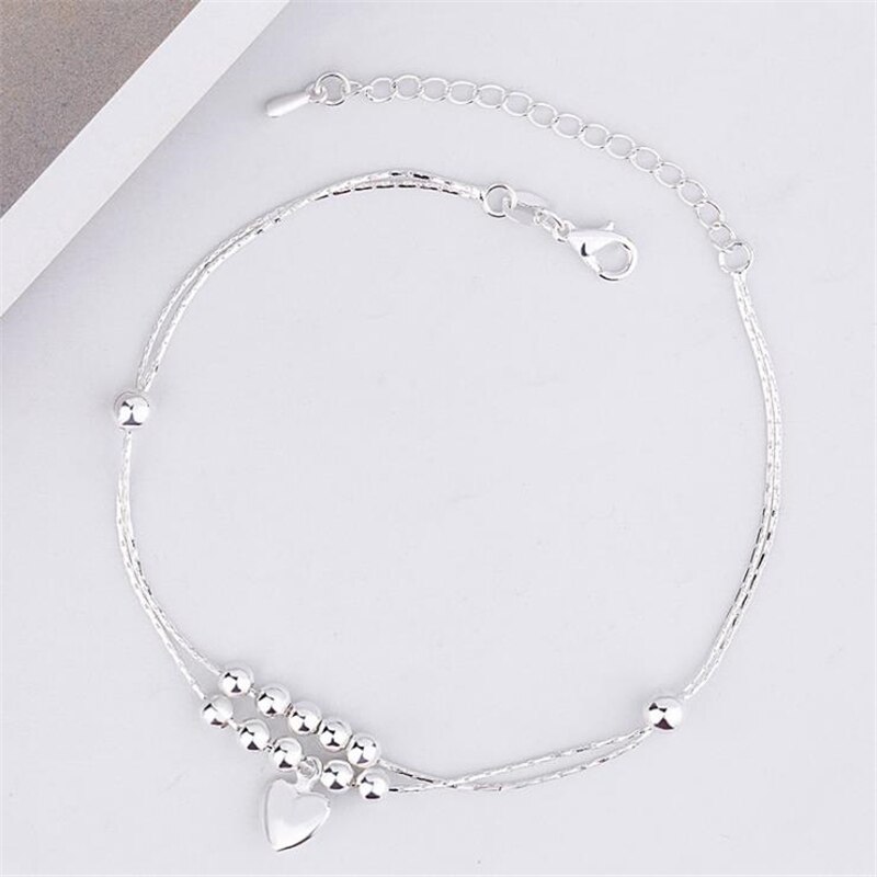 KOFSAC – Bracelet de cheville en argent Sterling 925 pour femmes, bijou de plage, romantique, amour, cœur, chaîne de pied, , été: Default Title