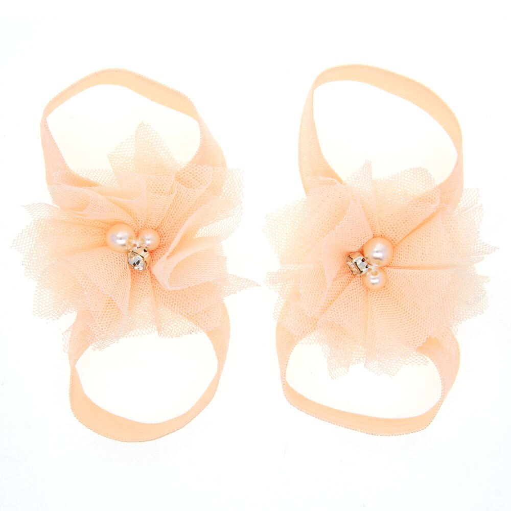 2PCS Baby foot Flower Headband Baby Girls Barefoot Sandals Hair Foot Accessories Elastic Foot Decoration Kids: 16