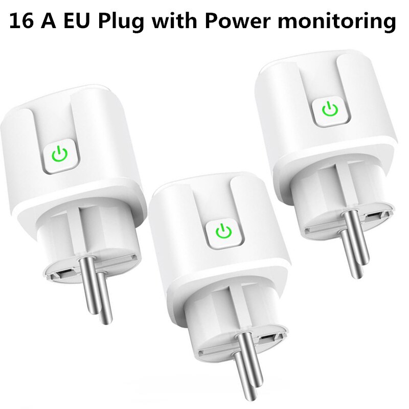 16A Wifi Smart Home Plug With Power Monitor Wifi Wireless Smart Socket Outlet With Google Home Alexa Voice Control: EU 3pack