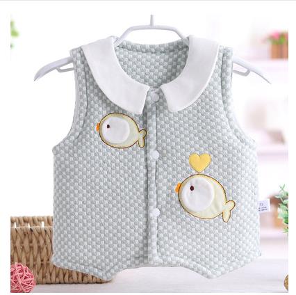 Baby cotton padded fish vest: Green / Newborn