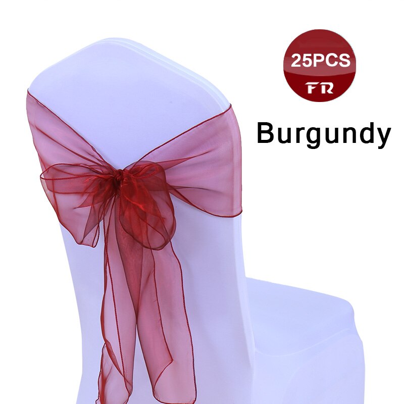 organza stol binder buer til bryllup 7 x 108 &quot; kongeblå stol ramme 10 pc stol bånd organza sløyfer glipper i begivenhet &amp; bryllup forsyning: Burgunder
