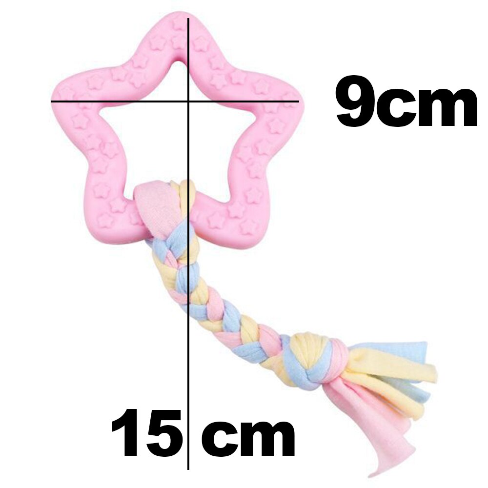 Macaron Rubber Dog Chew Toys Bone Shape Dog Chewing Toys for Large Small Dogs Teeth Clean Interactive Large Puppy Dogs Ball Toy: Pink 2