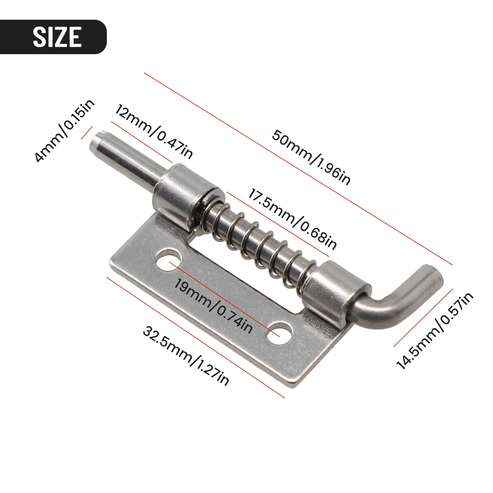 2pcs Spring Loaded Latches Pin Mental Security Barrel-Bolt Latch Tone Door Cabinet Hinges For Doors Chests Cabinets Home