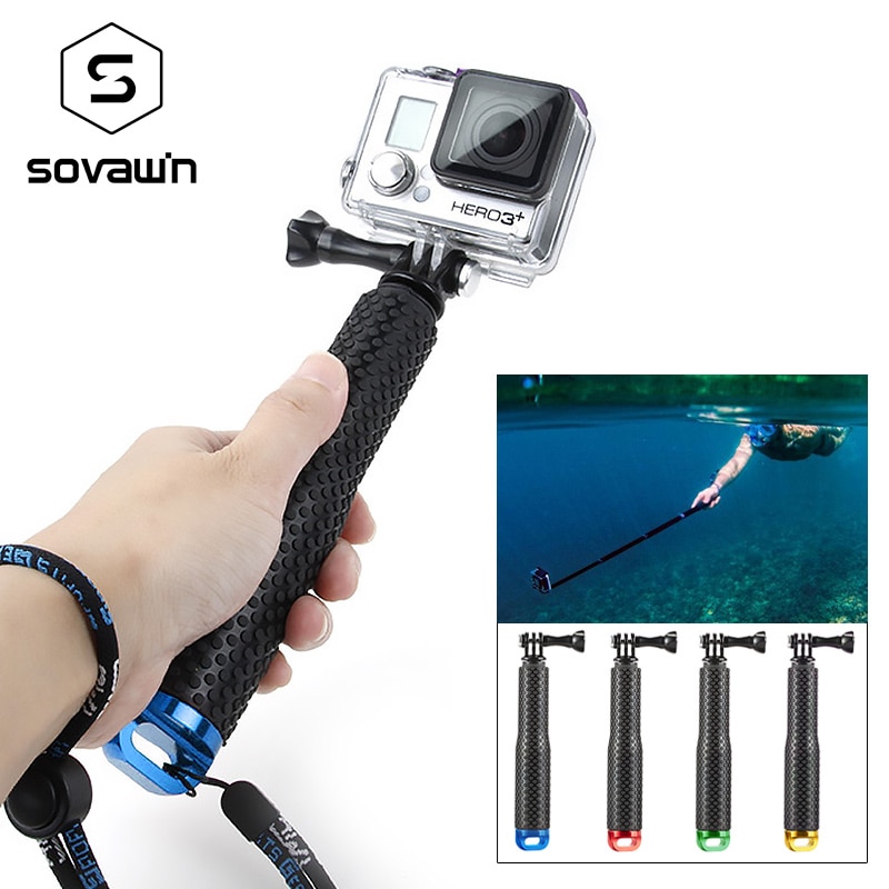 Voor GoPro selfie Stick Rubber antislip Aluminium Uitschuifbare Pole Gevouwen Waterdichte selfie stick voor Hero voor SJCAM voor xiaomi yi