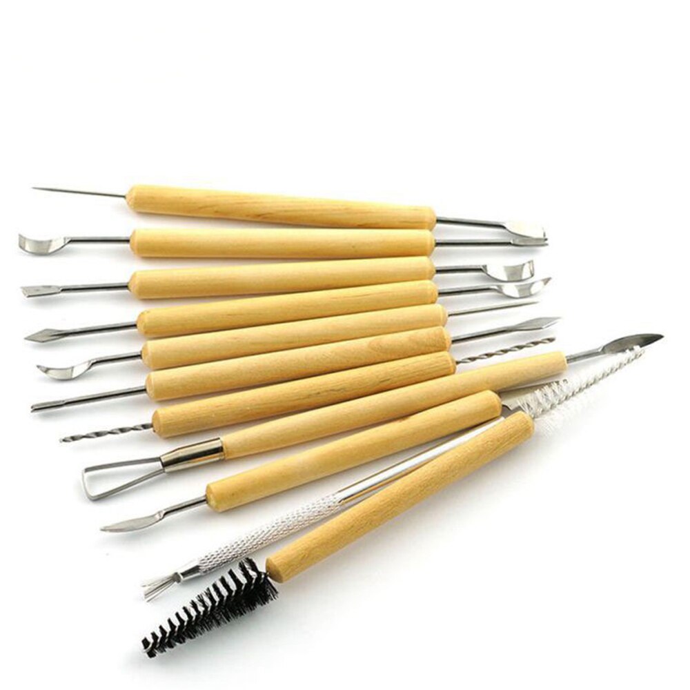 11pcs/Set Clay Sculpting Kit Sculpt Smoothing Wax Carving Pottery Ceramic Tools Polymer Shapers Modeling Carved Tool