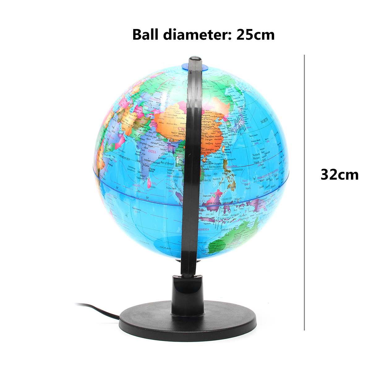 25cm led jordklode verdenskort med stativ natlys geografi pædagogisk legetøj hjemmekontor miniaturer indretning børn