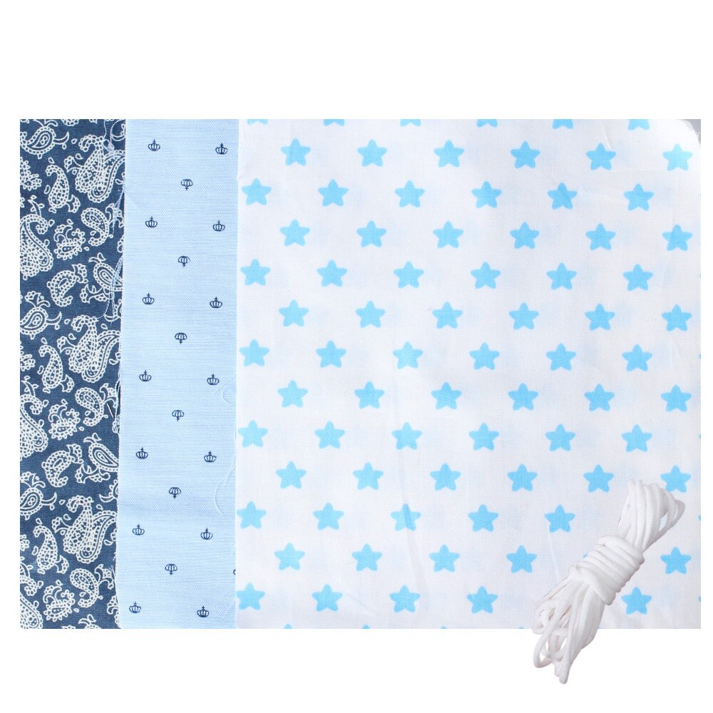 Tissu en coton texturé 18x20cm 6 pièces | Ensemble de 2m, cordes de masque élastiques, boucles rondes suspendues, couture sur fournitures de bricolage: Set 6