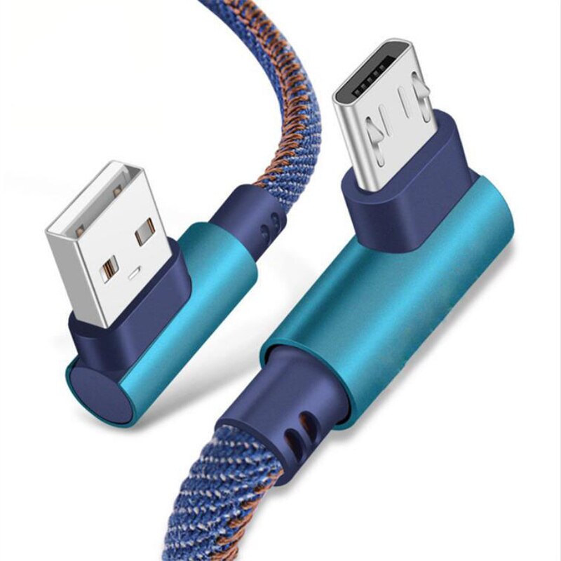 Micro usb de 90 graus para carregamento rápido, cabo de carga para xiaomi redmi 4 4x 5 6 7 note 3 4 5 usb cabo de dados carregador para samsung a5 a6 a7: Blue For Micro / 1m