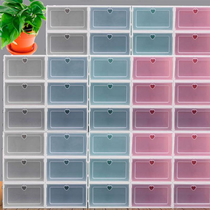 4 Uds transparente tipo cajonera zapatos caja de almacenamiento caja de zapatos tipo cajonera apilable de plástico contenedor para zapatos