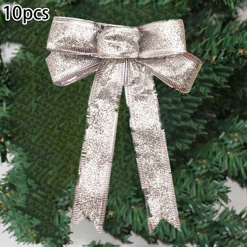 Julesløyfer dekor glitrende juletre dekor 13 cmx 12cm stor sløyfe: Sølv